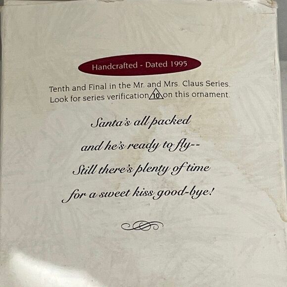 Hallmark Christmas Eve Kiss Mr. and Mrs. Claus 1995 Collector's Series Ornament - Picture 4 of 6